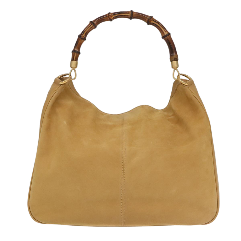 GUCCI Bamboo Hand Bag Leather 2way Beige Gold 001 14 1577 Auth bs19044 - Picture 13 of 16